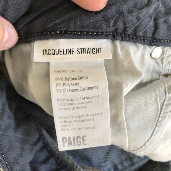 Paige Jacqueline Straight Jeans Womens 28 Blue Stretch 27" Inseam Frayed Hem - Picture 12 of 14